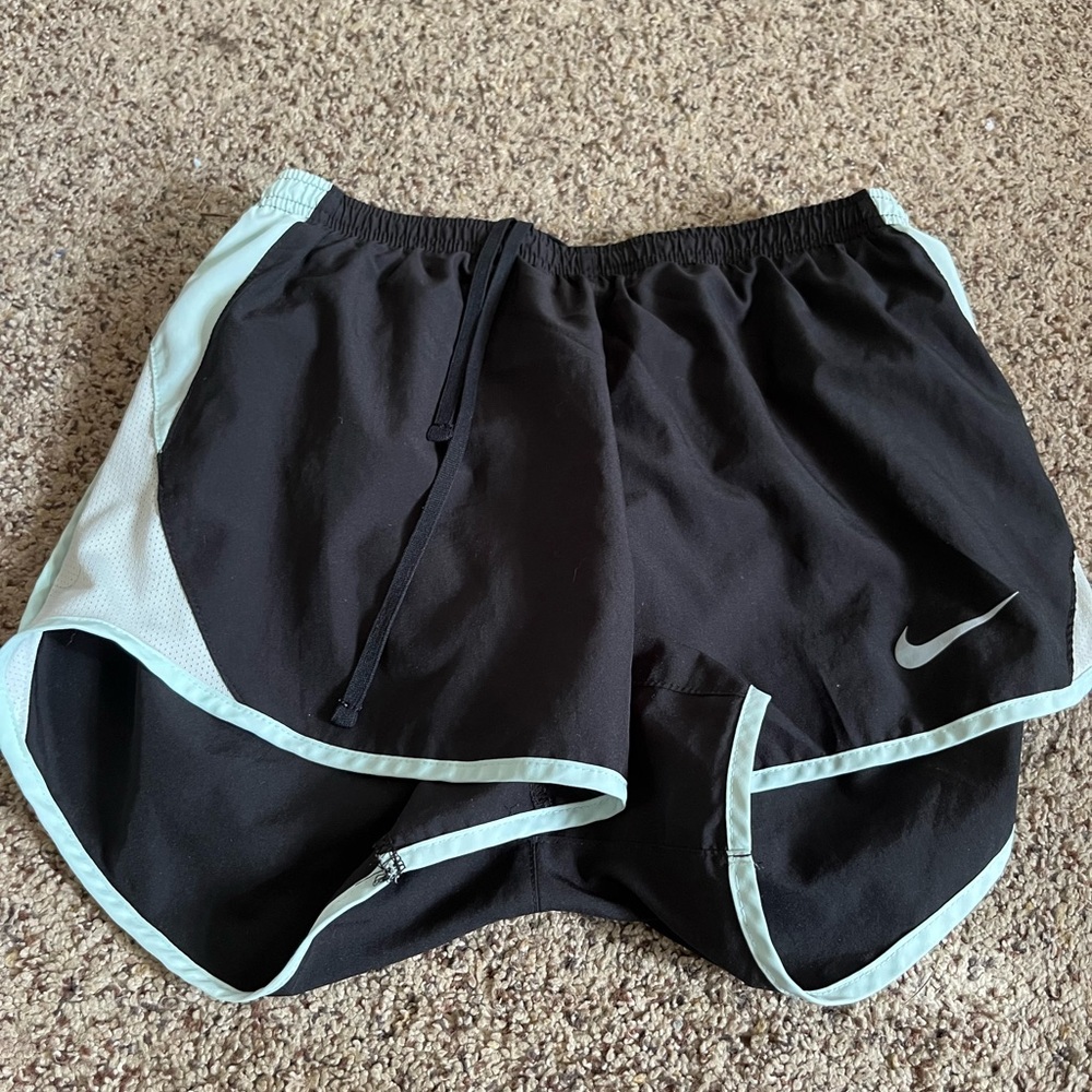 Nike Women's Black Shorts with Light Blue Trim